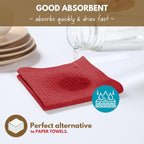 Native Fab 6 Pack Waffle Dish Cloths - 100% Cotton, Absorbent, Quick Drying & Soft Towels for Cleaning, Cooking & Baking - Ideal for Home, Restaurants & Cafes - 12x12 Inches - Red