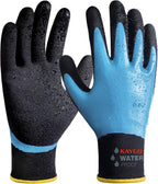 KAYGO Waterproof Work Gloves for Men and Women, Rubber Coated Non-slip Working Gloves for Garden, Outdoor Construction,KG150 （Sky Blue,L）