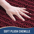 Arotive Luxury Chenille Bathroom Rug Mat, Extra Soft Thick Absorbent Shaggy Bath Rugs, Non-Slip Machine Wash Dry, Plush Bath Mats for Bathroom, Shower and Tub, 24x16, Burgundy
