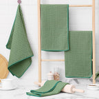 Homaxy Microfiber Waffle Weave Kitchen Towels, 16 x 28 Inch Ultra Absorbent and Solid Color Dish Towels, 8 Pack, Grass Green