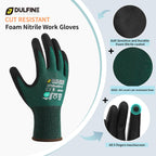 DULFINE ANSI A4 Cut Resistant Work Gloves for Men,6 Pairs Pack.Touchscreen Micro Nitrile Coated,Anti-Slip & Durable for Construction, Wood Cutting,Glass Factory Industrial Use(Small)