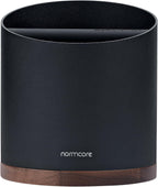 Normcore Espresso Knock Box, 1L Capacity Holds 20-25 Espresso Pucks, Stainless Steel with Walnut Non-Slip Base, Knock Bin For Home Baristas, Black
