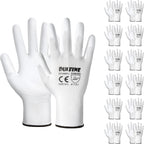 Safety Work Gloves PU Coated-12 Pairs,White Seamless Knit Glove with Polyurethane Coated Smooth Grip on Palm & Fingers, for Men and Women, Ideal for General Duty Work (XX-Large)