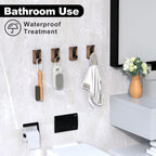 4 PCS Black Walnut Wood Wall Hooks Adhesive Mounted & Wall Mounted Rustic Decorative Entryway Hooks Mid Century Modern Natural Wooden Pegs for Hanging Coat Clothes Hat Bag Purse and Towel