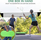 FBSPORT Badminton Set, Badminton Sets for Backyards, Portable Badminton Net Set with 2 Badminton Rackets 2 Shuttlecocks,10x5ft Net, Storage Base, Easy Setup for Backyard Combo Complete Badminton Set