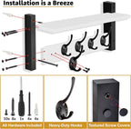 Sorbus Coat Hooks Wall Mount with Shelf – 16 Inch Coat Rack Wall Mount with 5 Heavy Duty Hooks – Floating Wall Shelf with Hooks for Entryway, Bathroom, Bedroom, Kitchen, or Mudroom (White)