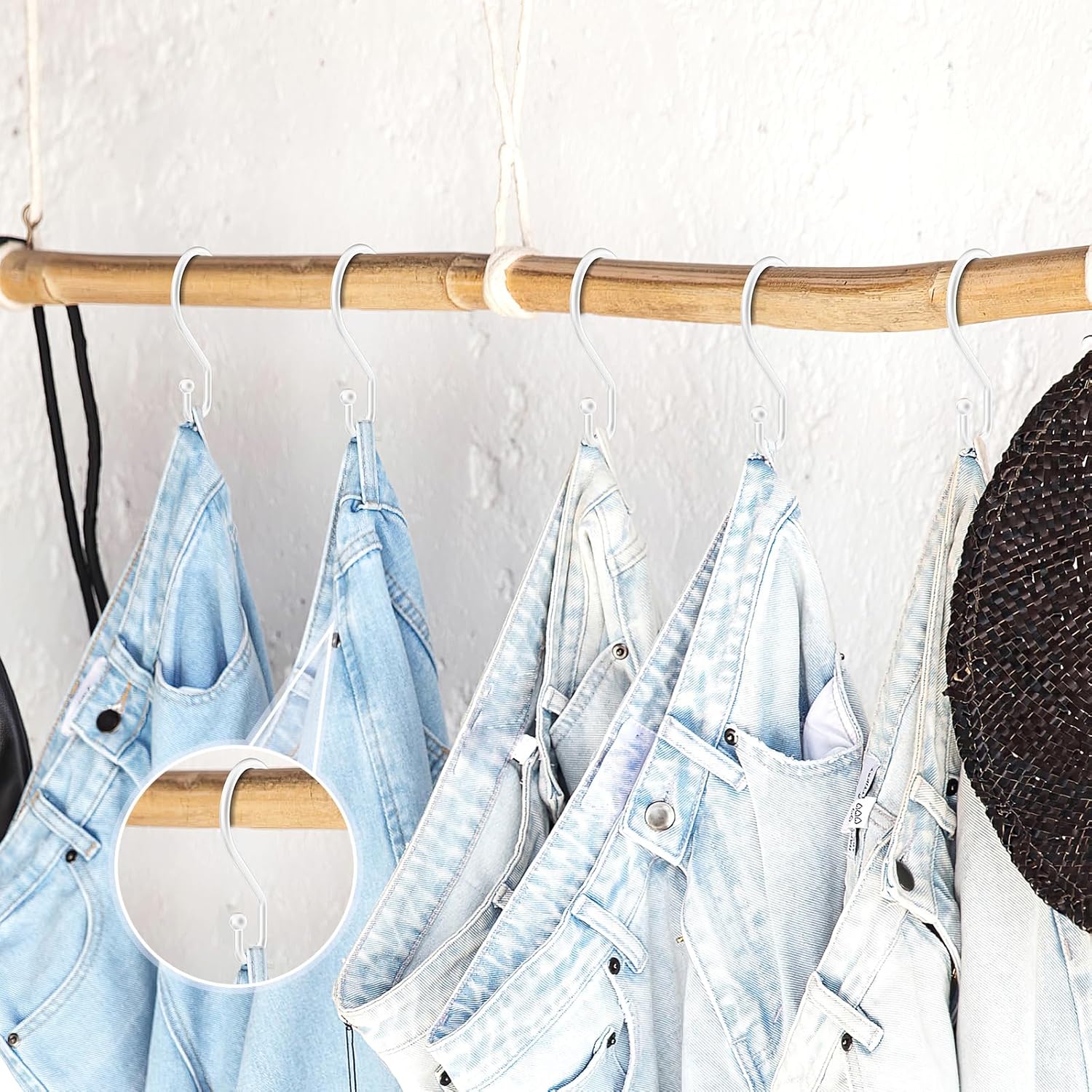 S Hooks, Small Metal S Hanging Hooks with 2 Shapes, Reversible, Heavy Duty, 3 Inch, White, 12 Pcs