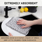 Nordhus Design Large Swedish Dishcloths, 5 Grey Cloths, Made in Sweden - 9.5 x 8 inch Reusable, Washable Cellulose Cotton Kitchen Cloths - Replace Paper Towels, Wipes, Sponges, Dish Rags