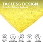 The Rag Company - All-Purpose Microfiber Terry Cleaning Towels - Commercial Grade, Highly Absorbent, Lint-Free, Streak-Free, Kitchens, Bathrooms, Offices, 300gsm, 12in x 12in, Yellow (12-Pack)
