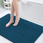 Arotive Luxury Chenille Bathroom Rug Mat, Extra Soft Thick Absorbent Shaggy Bath Rugs, Non-Slip Machine Wash Dry, Plush Bath Mats for Bathroom, Shower and Tub, 50x30, Peacock Blue
