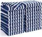 Homaxy 18 Pack Kitchen Dish Cloths, Ultra Soft and Absorbent Dish Towels, Reusable Fast Drying Microfiber Cleaning Cloth, Coral Velvet Wave Design No-lint, 10 x 10 inches, Navy Blue