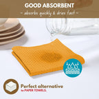 Native Fab Waffle 12 Pack Dish Cloths - 100% Cotton, Absorbent, Quick Drying, Washable Towels for Cleaning, Cooking - Great for Home, Restaurants, Bars, Multi Purpose Use - 12"x12" - Mustard Yellow