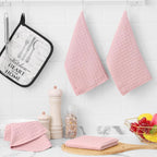 Homaxy Microfiber Waffle Weave Kitchen Dish Cloths, 12 x 12 Inch Ultra Absorbent and Solid Color Dish Towels for Kitchen Fast Drying Dishcloth for Washing Dishes, 12 Pack, Pink