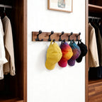 SKOLOO 30-Inch Wood Coat Rack Wall Mount with 5 Triple Hooks - Ideal for Family Entrances, Classrooms, and Pet Supplies Storage - Perfect Coat Hooks for Wall,Charred Golden Brown