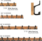 SKOLOO 17-Inch White Wood Coat Rack Wall Mount with 3 Triple Hooks - Ideal for Family Entrances, Classrooms, and Pet Supplies Storage - Perfect Coat Hooks for Wall