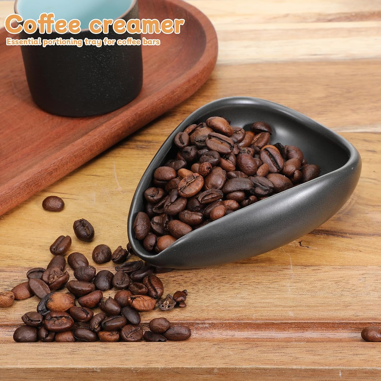 Ceramic Coffee Bean Dosing Cup, Coffee Dosing Tray, Tea Storage Tray, Single Dose Measuring Container for Coffees Beans and Loose Leaf Tea Dosings Vessel