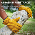 Vgo... 1-Pairs Unlined Cowhide Split Leather Work and Driver Gloves, for Heavy Duty, Truck Driving, Warehouse, Gardening, Farm (Size M, Gold, CB9501)