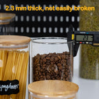 22oz Straight cylindrical Airtight Storage Jars with Bamboo Lid Set of 6 Storage Container Stackable Spice Jar, Kitchen Canister for Sugar, Tea, Cookies and Coffee beans (with Black Lable)