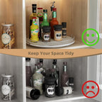 13" Lazy Susan Turntable Organizer for Table Top, Round Wooden Lazy Susan for Cabinet Kitchen Decor Centerpieces Coffee Table, Storage Condiments Spices, Bathroom Vanity Tray for Soap, White