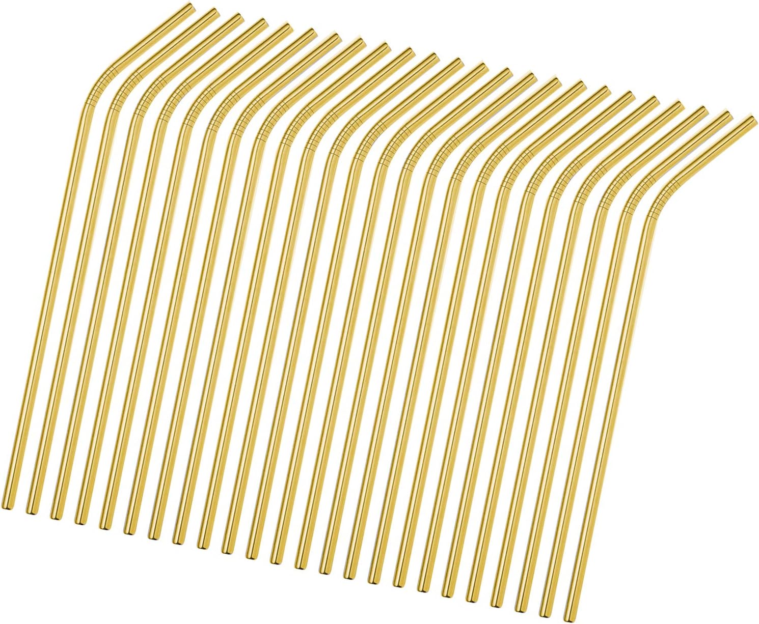 Reusable Metal Straws 50Pack.Ultra Long 10.5”Gold Color Stainless Steel Drinking Straws in Bulk For Wholesale.265x6mm Straight Curved Straws for 20/30oz Tumblers Yeti (50pcs all bent Gold-10.5")