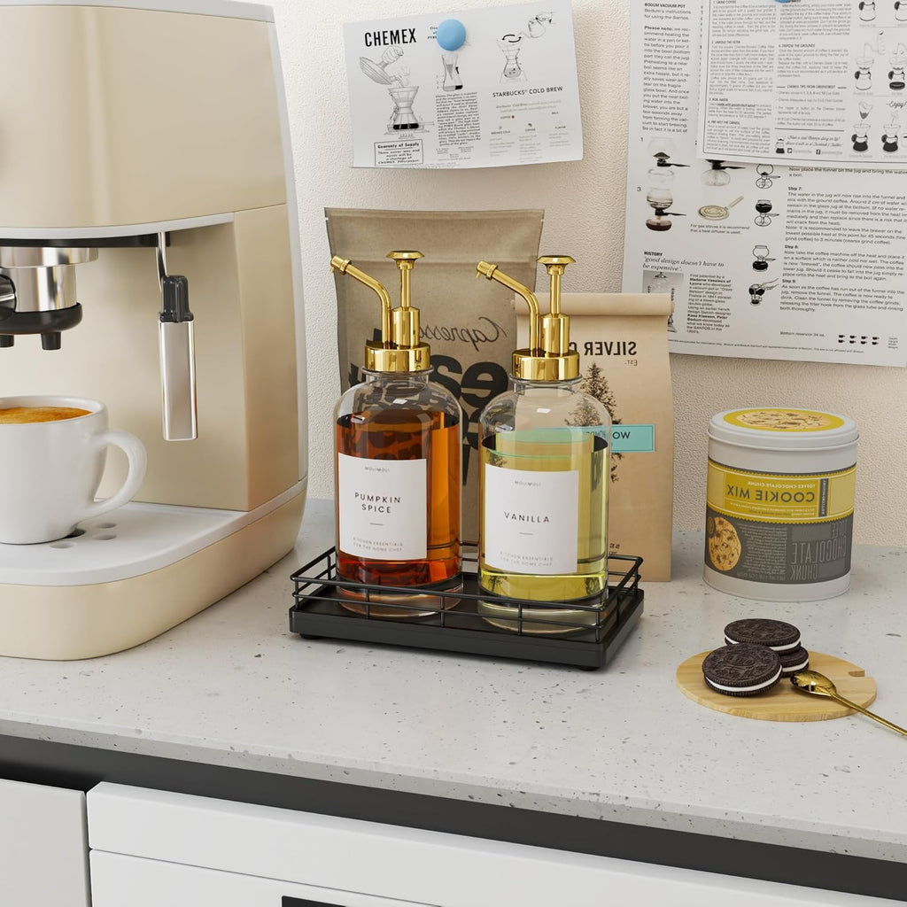 Bathroom Tray for Counter, Oak Wooden 7.5" L Decorative Vanity Tray for Dresser Tops Perfume Jewelry Makeup Candle Soap Sponge Holder for Kitchen Countertop Organizer Coffee Table Decor Bar Black