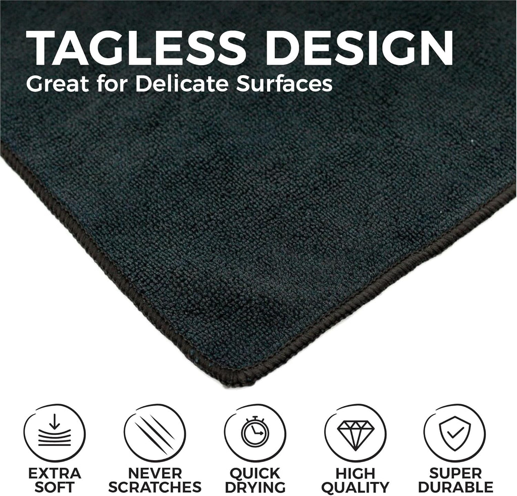 The Rag Company - All-Purpose Microfiber Terry Cleaning Towels - Commercial Grade, Highly Absorbent, Lint-Free, Streak-Free, Kitchens, Bathrooms, Offices, 300gsm, 10in x 10in, Midnight (20-Pack)
