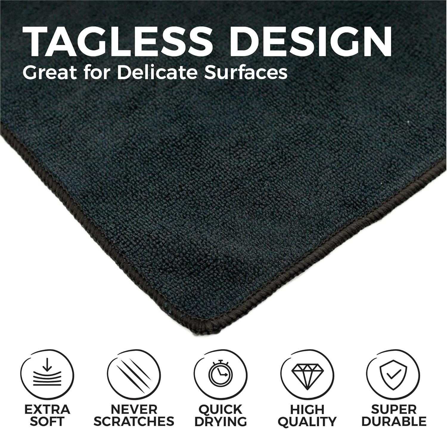 The Rag Company - All-Purpose Microfiber Terry Cleaning Towels - Commercial Grade, Highly Absorbent, Lint-Free, Streak-Free, Kitchens, Bathrooms, Offices, 300gsm, 10in x 10in, Midnight (20-Pack)