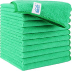 HOMEXCEL Green Microfiber Cleaning Cloth, 12 Pack Premium Microfiber Towels for Cars, Lint Free, Scratch-Free, Highly Absorbent, Reusable Cleaning Rags for Car, Household, Kitchen, Window,11.5"X11.5"