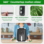 Appliance Slider 360° Rolling Tray for Coffee Maker- Bamboo Coffee Pot Slider Tray Countertop Rotation Sliding Tray with Wheels, Small Appliances Mat Easily from Under The Cabinet White(13.9"×9.4")