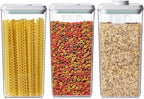 Airtight Food Storage Containers with Lids Pop Up Containers Pasta Organizer for Kitchen Pantry Cereal Snack Flour Sugar Coffee (3pc 3300ml / 3.48qt)