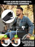 3PCS Drinking Cup Holder Clip Kalolary Chair Desk Bottle Cup Stand DIY Glass Clamp Storage Saucer Clip with Groove for Potted Plant Beverage Coffee Mug Holder Clip for Home & Office (Black)