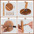 Acacia Wood Mug Holder Tree, 6 Hooks Wooden Mug Organizer for Kitchen Counter & Coffee Bar, Easy to Assemble, Natural Wood Color, Ideal for Small to Medium Mugs