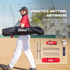 ZELUS Baseball Net 7 ft x7 ft, Softball Hitting & Pitching with Carry Bag, Ground Stakes, Portable Backstop & Bow Frame, Training Equipment for All Ages