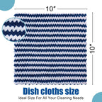 Homaxy 12 Pack Kitchen Dish Cloths, Ultra Soft and Absorbent Dish Towels, Reusable Fast Drying Microfiber Cleaning Cloth, Coral Velvet Wave Design No-lint, 10 x 10 inches, Navy Blue