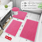 Arotive Luxury Chenille Bathroom Rug Mat, Extra Soft Thick Absorbent Shaggy Bath Rugs, Non-Slip Machine Wash Dry, Plush Bath Mats for Bathroom, Shower and Tub, 47x24, Deep Pink