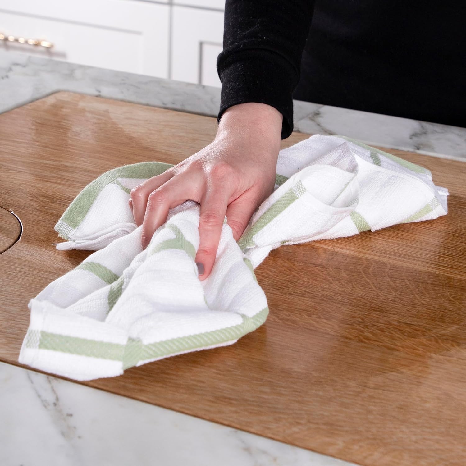 All-Clad Checked Kitchen Towel: Highly Absorbent, Super Soft Long Lasting - 100% Cotton, 17"x30" Tea Towel for Cleaning & Drying Dishes, Pans, Glassware, or Countertops, (1-Pack), Fennel