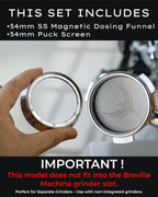 54mm Espresso Dosing Funnel and Puck Screen Set Magnetic Coffee Dosing Ring And Filter for Portafilters Compatible with 54mm Breville Portafilter Basket Premium Espresso Machine Accessories