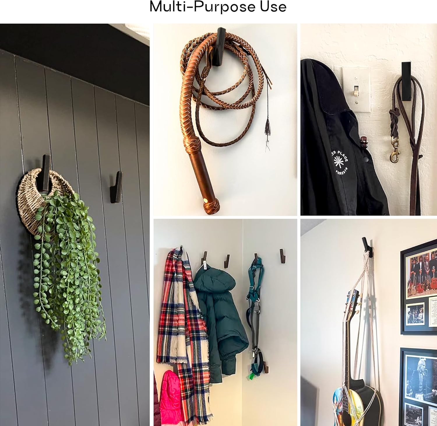 Wood Wall Hooks - Set of 4 - Solid Black Walnut Wood Coat Hooks for Hanging Hat, Purse, Backpack, Bag, Jacket - Modern Farmhouse Decor for Wall and Practical Entryway Hooks (Walnut)