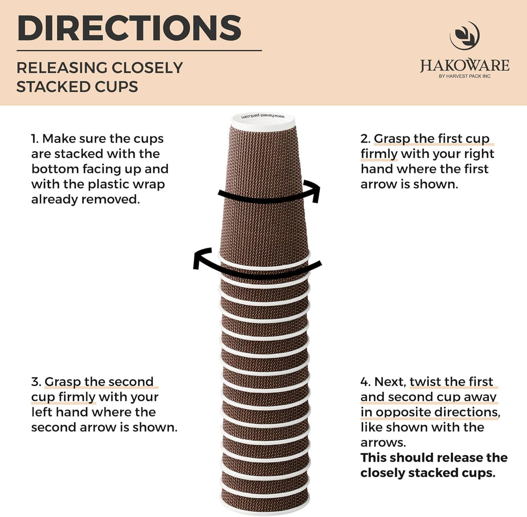 [340 SET]Harvest Pack 16 oz Disposable Coffee Cups, Insulated Ripple Double-Walled Paper Cups with Lids, Brown Geometric, Bulk Drinking Cups for Tea Hot Chocolate Drinks To go coffee cups
