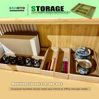Stack Bamboo Drawer Organizer Set of 5, Kitchen Utensil, Flatware&Silverware Organizer-Wood Laminated Stackable for Kitchen, Bedroom, 13.4''x4.5''*2+10.2''x3.3''*2+10.2''x6.7''*1
