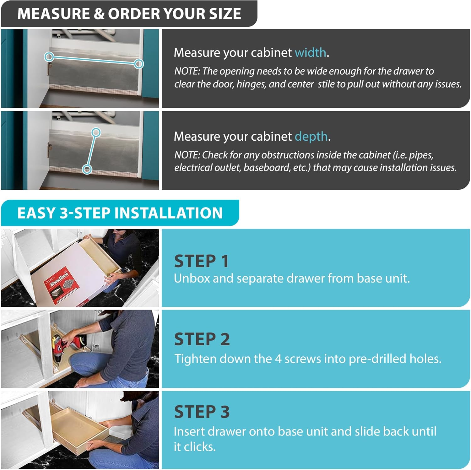 SlidingSusan Pull Out Drawer Organizer for Cabinets, Gliding Soft Close Shelves for Kitchen, Pantry, Bathroom, & Storage Organization, 9 Ply Baltic Birch, 16 Inch Wide x 21 Inch Deep