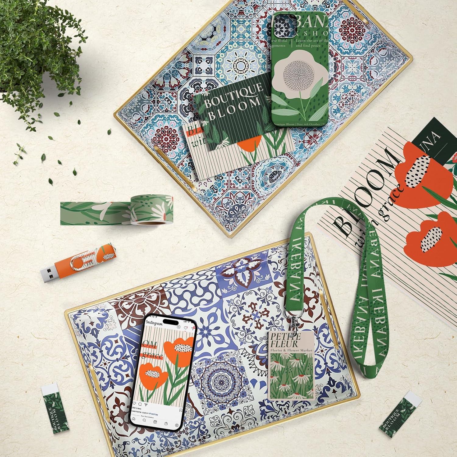 Spsyrine Bathroom Vanity Tray with Handles for Dresser Tops, Countertop, Perfume Decorative Tray, 11.8” * 7.87” *1.37” C2