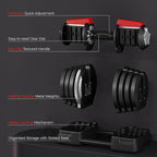 Yaheetech Adjustable Dumbbell Set Free Weight Dumbbells 40lbs/52.5lbs/90lbs Fast Adjust Dumbbells Dumbbell Weight Set, with Tray for Men/Women Strength Training Equipment