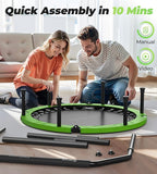 BCAN 40"/48" Foldable Mini Trampoline, Rebounder Trampoline for Adults, U/T Shape Adjustable Foam Handle, Exercise Rebounder for Adults Indoor/Garden Workout, Max Load 330lbs/440lbs
