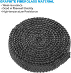 PATIKIL Wood Stove Gasket, 2Pcs 13/16" x 1/8" x 73" Flat Graphite Fiberglass High-Temperature Resistance Seal Rope for Stoves Fireplace Door, Black