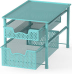 Simple Houseware Stackable 2 Tier Sliding Basket Organizer Drawer, Turquoise