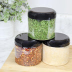 Cornucopia Brands 16oz Clear Plastic Jars w/Domed Lids (6-Pack); BPA Free PET Stackable Straight Sided Canisters for Bathroom & Kitchen Storage