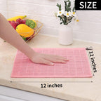 Homaxy 100% Cotton Terry Kitchen Dish Cloths, Ultra Soft and Absorbent Dish Towels for Kitchen, Suitable for Drying and Washing Dishes, 12 Pack, 12 x 12 Inches, Pink