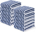 Homaxy Kitchen Towels(12 Pack, 10 x 20 inches), Ultra Soft and Absorbent Dish Towels, Reusable Fast Drying Microfiber Cleaning Cloth, Coral Velvet Wave Design No-lint, Navy Blue