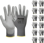 DULFINE Safety Work Gloves PU Coated-12 Pairs,Grey Seamless Knit Glove with Polyurethane Coated Smooth Grip on Palm & Fingers, for Men and Women, Ideal for General Duty Work (Extra Large)